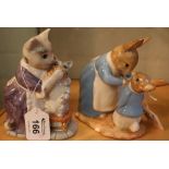 Two large Beswick china Beatrix Potter groups,