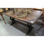 Mid 20th Century stained oak refectory type table. (B.P. 24% incl.