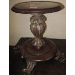 19th Century mahogany stool with associate mahogany circular top. Water damaged, no reserve. (B.P.