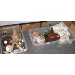 Three boxes of assorted china, glass and other items to include; Czechoslovakian teaware,