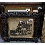 Group of assorted furnishing pictures, various, prints, needlepoint etc, all framed. (5) (B.P.