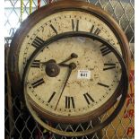 19th Century oak finish single train school type clock with fusee movement. (B.P. 24% incl.