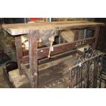Rustic workbench with a record vice. (B.P. 24% incl.