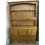 Modern pine two stage rack back dresser with fitted spice drawers. (B.P. 24% incl.