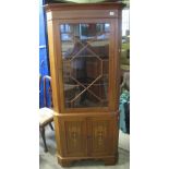 Edwardian style mahogany inlaid astragal glazed corner cabinet. (B.P. 24% incl.