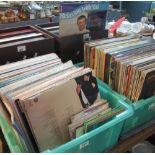 Four boxes of vinyl LPs and rpm 45s to include; Neil Diamond, orchestral, easy listening,
