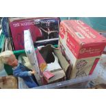 Plastic box containing assorted vintage Sindy dolls items to include; wardrobe, dressing table,