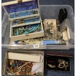 Large box of assorted costume jewellery, including; cantilever jewellery box etc. (B.P. 24% incl.