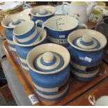 Tray of T.G. Green original Cornish kitchenware canisters, milk jug etc. (B.P. 24% incl.