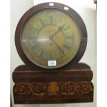 Early 19th Century inlaid rosewood drumhead shaped wall clock on a single fusee movement with Roman