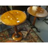 19th Century mahogany tripod wine table, together with another mahogany pedestal table. (2) (B.P.