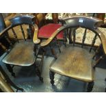 Pair of early 20th Century elm smokers bow chairs. (2) (B.P. 24% incl.