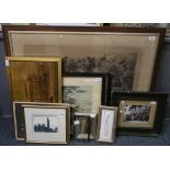 Quantity of assorted furnishing pictures including; horse racing study,