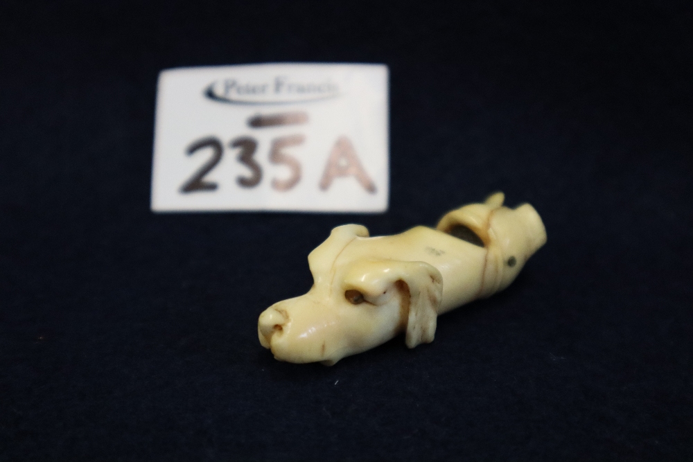 Victorian ivory whistle fashioned in the form of a dog's head. (B.P. 24% incl.
