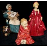 Three bone china figurines to include; Royal Doulton 'Nanny' HN2221,