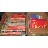 Two boxes of vintage annuals and books, to include; Girl annual, Queen Elizabeth Coronation book,