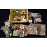 Collection of assorted mainly foreign coinage, some bank notes, British, Euros etc. (B.P. 24% incl.