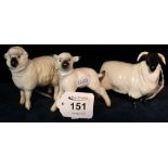 Group of three Beswick china sheep, two ewes and one lamb. Printed marks. (3) (B.P. 24% incl.