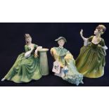 Three Royal Doulton bone china figurines, 'Ascot' HN2356,