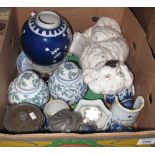 Box of assorted china to include; Chinese prunus blossom ginger jar,