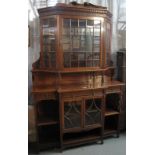 Large Edwardian mahogany break front two stage display cabinet. (B.P. 24% incl.