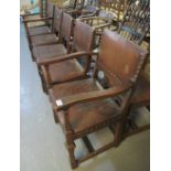 Set of six 20th Century oak dining chairs,
