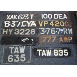 Collection of old car registration number plates. (10) (B.P. 24% incl.