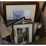 Box of assorted furnishing pictures, various, mostly framed. (B.P. 24% incl.