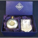 Edinburgh crystal whiskey glass and pewter flask set in original box. (B.P. 24% incl.