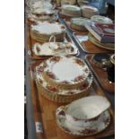 Three trays of Royal Albert Old Country Roses bone china dinnerware items to include; tureens,