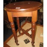 Small pine circular occasional table on X stretcher support. (B.P. 24% incl.
