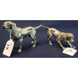 Two similar plated metal table ornaments in the form of hunting hounds. (2) (B.P. 24% incl.