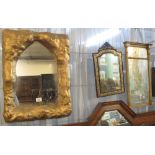 Group of three unusual mirrors to include; gilt, papier mache, lancet shaped mirror,