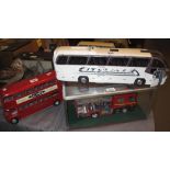 Model kit fire engine in glass case,