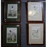 After Adlard, 'The batsman' and 'The bowler', a pair of re-strike prints, well framed and glazed.