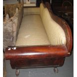 Large Victorian mahogany carved and upholstered double ended sofa. (B.P. 24% incl.