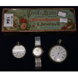 Savon de beaux Arts French tinplate box containing two fob watches,