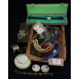 Basket of silver & assorted costume jewellery incl. chamelia charms (B.P. 24% incl.