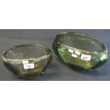 Two similar green glass Whitefriars style baluster shaped oval section bowls. (2) (B.P. 24% incl.