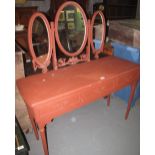 Early 20th Century painted three drawer triple mirror back dressing table. (B.P. 24% incl.
