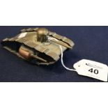 Trench art model of a First World War period tank with upper and side turrets. (B.P. 24% incl.
