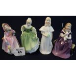 Group of four Royal Doulton bone china figurines of young children to include; 'Fair Maiden' HN2211,