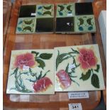 Four art nouveau design organic tiles. (4) (B.P. 24% incl.