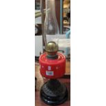 Early 20th Century brass double burner oil lamp with ceramic reservoir,