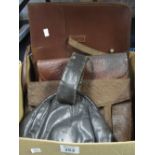 Collection of vintage leather bags to include; a black leather handbag by bagcraft,