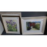 Lynn Llewellyn Davies, two watercolours, continental archway and Welsh cottage, 26 x 37cm approx.