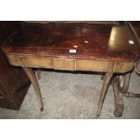 Early 19th Century mahogany folding tea table on outswept legs. Water damaged, no reserve. (B.P.