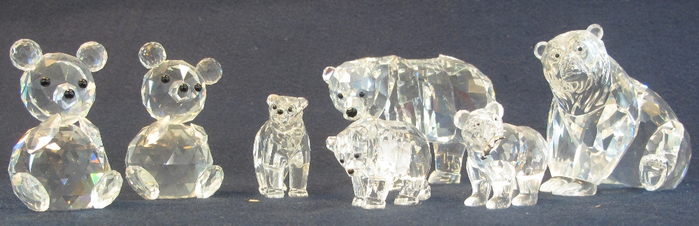 Group of seven Swarovski crystal glass bears and teddy bears. (7) (B.P. 24% incl.