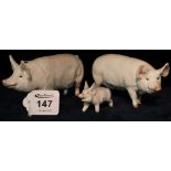 Beswick china pig trio to include; Wall Champion Boy boar, Wall Queen sow and piglet. (3) (B.P.