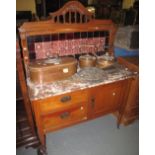 Early 20th Century satinwood tile back marble top washstand. (B.P. 24% incl.